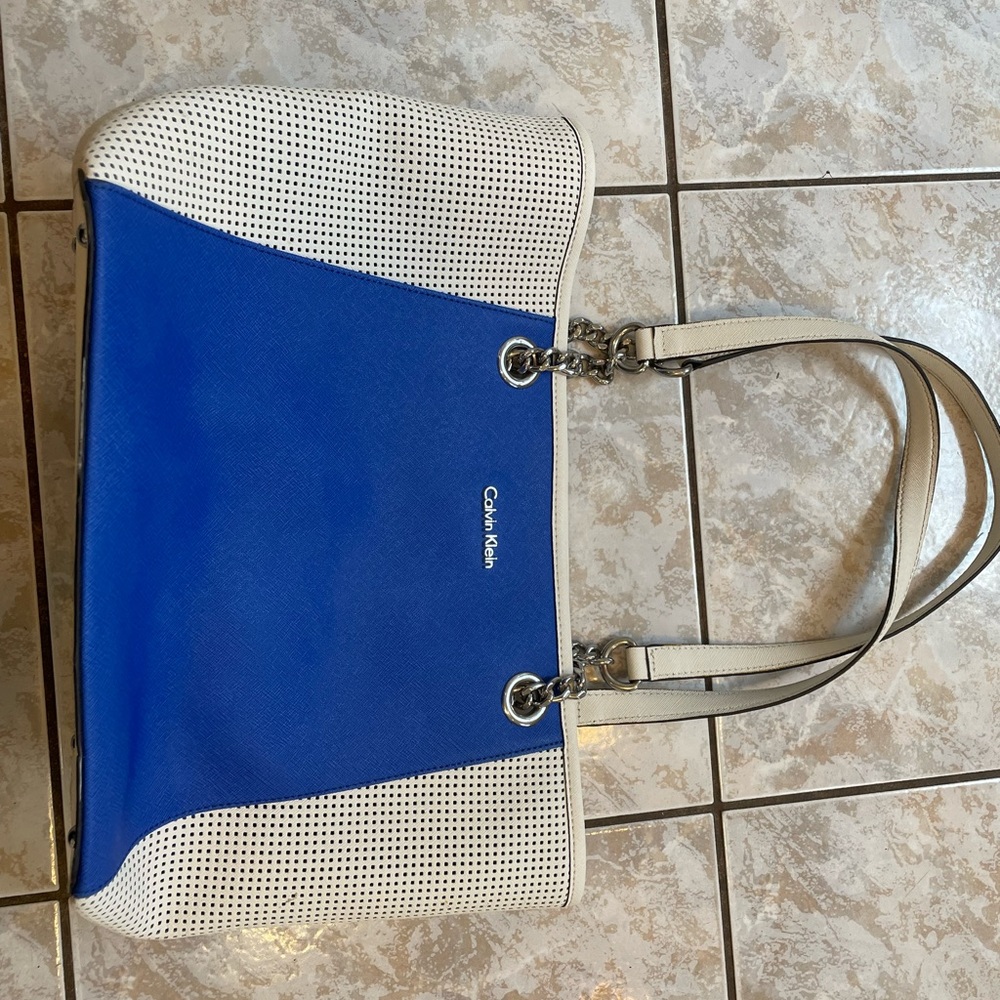 Blue and white Calvin Klein purse